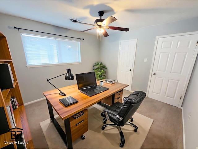 16007 Sailfin St, Crosby, TX 77532 - carpeted office space with a ceiling fan and baseboards