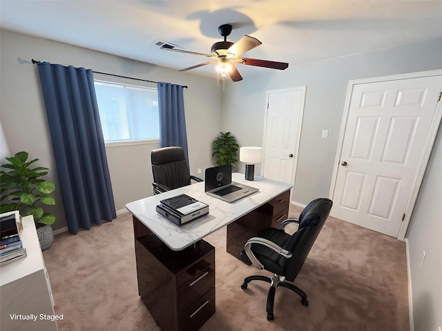 16007 Sailfin St, Crosby, TX 77532 - office with light carpet, ceiling fan, and baseboards