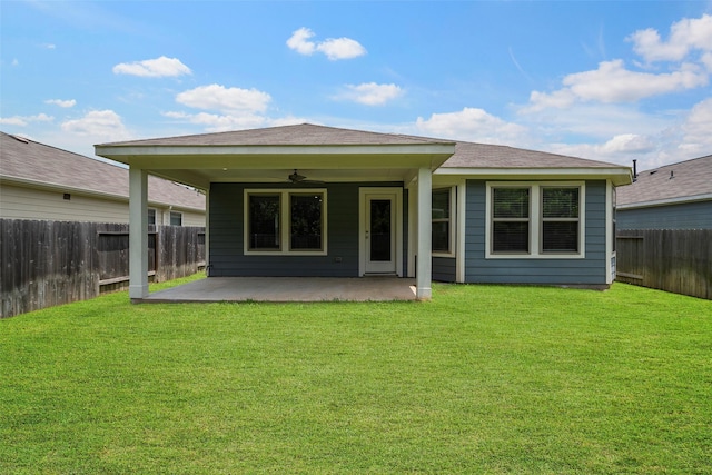 513 Bonnerville Ln, Magnolia, TX 77354 - rear view of property featuring a ceiling fan and a patio area