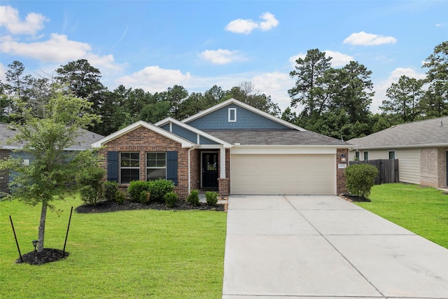 513 Bonnerville Ln, Magnolia, TX 77354 - view of front of home featuring brick siding, an attached garage, and driveway