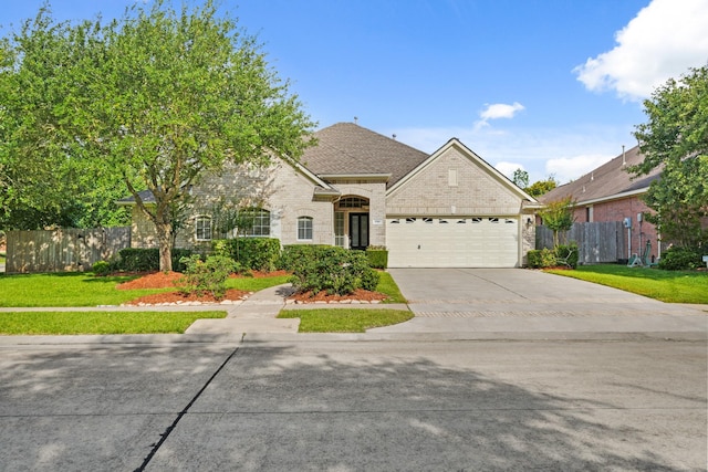 1910 Edenfield Ln, Sugar Land, TX 77479 - view of front of house featuring concrete driveway, an attached garage, brick siding, and stone siding