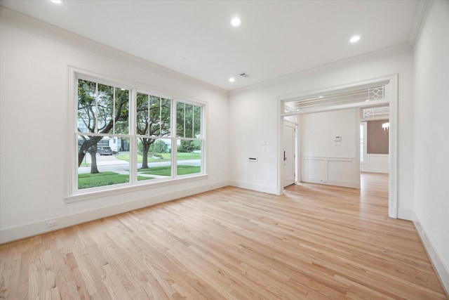 3707 Jardin St, Houston, TX 77005 - spare room with crown molding, light wood finished floors, baseboards, and recessed lighting