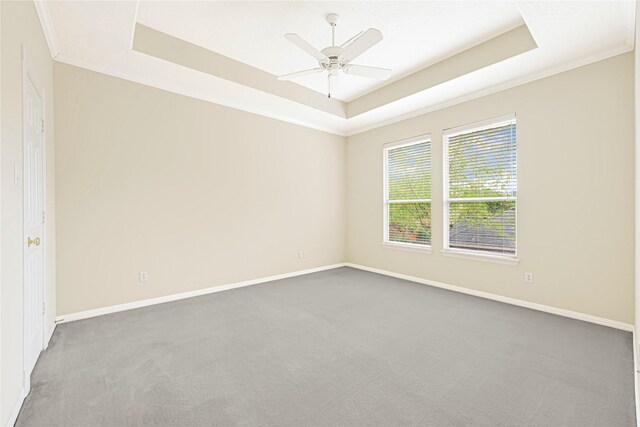 16506 Emilia Ct, Spring, TX 77379 - unfurnished room featuring a raised ceiling, carpet flooring, and a ceiling fan