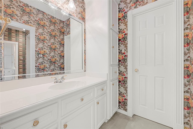 16506 Emilia Ct, Spring, TX 77379 - bathroom with wallpapered walls and vanity
