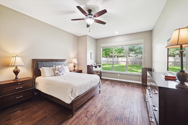 7327 Crescent Bridge Ct, Humble, TX 77396 - bedroom featuring dark wood-style floors, baseboards, a ceiling fan, and recessed lighting