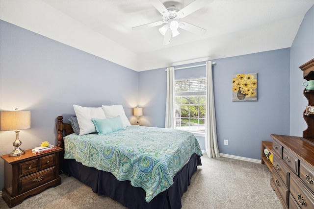 7327 Crescent Bridge Ct, Humble, TX 77396 - bedroom with light carpet, baseboards, and a ceiling fan