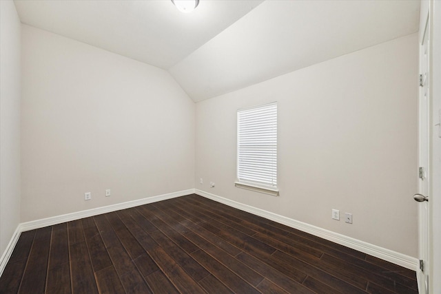 1044 Cayman Bend Ln, League City, TX 77573 - empty room with baseboards, lofted ceiling, and dark wood-type flooring