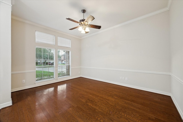 1044 Cayman Bend Ln, League City, TX 77573 - empty room with wood finished floors, baseboards, ornamental molding, and ceiling fan