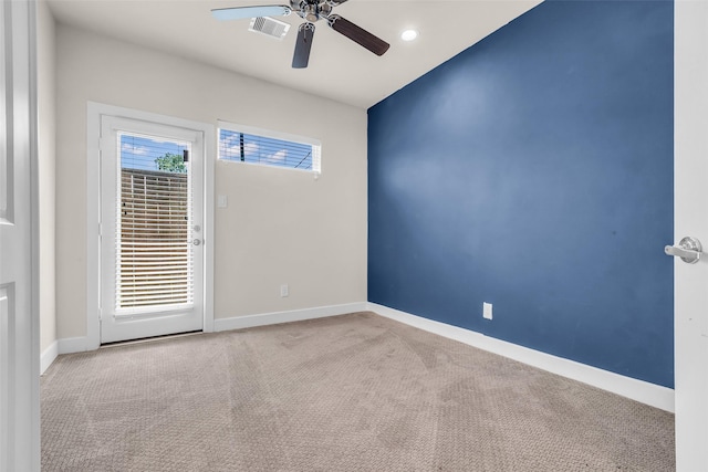 144 Knightsbridge Park Ln, Houston, TX 77018 - unfurnished room with ceiling fan, carpet, baseboards, and recessed lighting