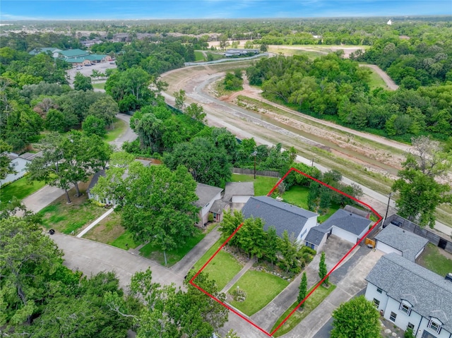 4822 Droddy St, Houston, TX 77091 - aerial perspective of suburban area with property boundaries highlighted