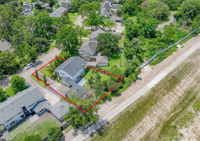 4822 Droddy St, Houston, TX 77091 - aerial perspective of suburban area featuring property boundaries highlighted