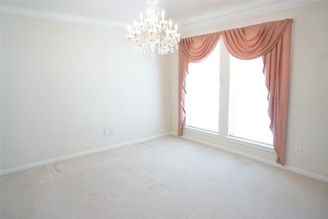 11714 Goldstream Ct, Tomball, TX 77377 - carpeted spare room featuring a chandelier, crown molding, and baseboards