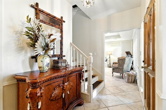 17714 Treeloch Ln, Spring, TX 77379 - entrance foyer featuring stairs and light tile patterned floors