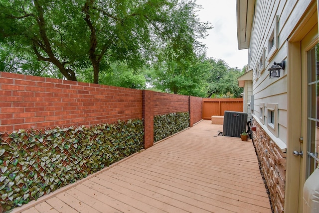 7218 Welshwood Ln, Sugar Land, TX 77479 - deck featuring a fenced backyard and central air condition unit