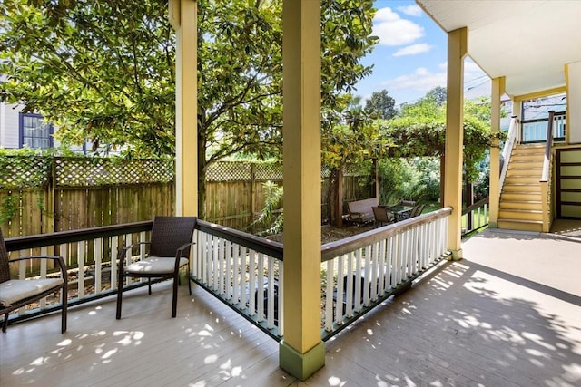 1427 Winnie St, Galveston, TX 77550 - deck featuring stairway and fence