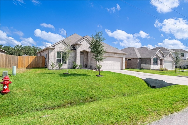26019 Babe Ruth Dr, Splendora, TX 77372 - french country home with driveway, brick siding, and a garage
