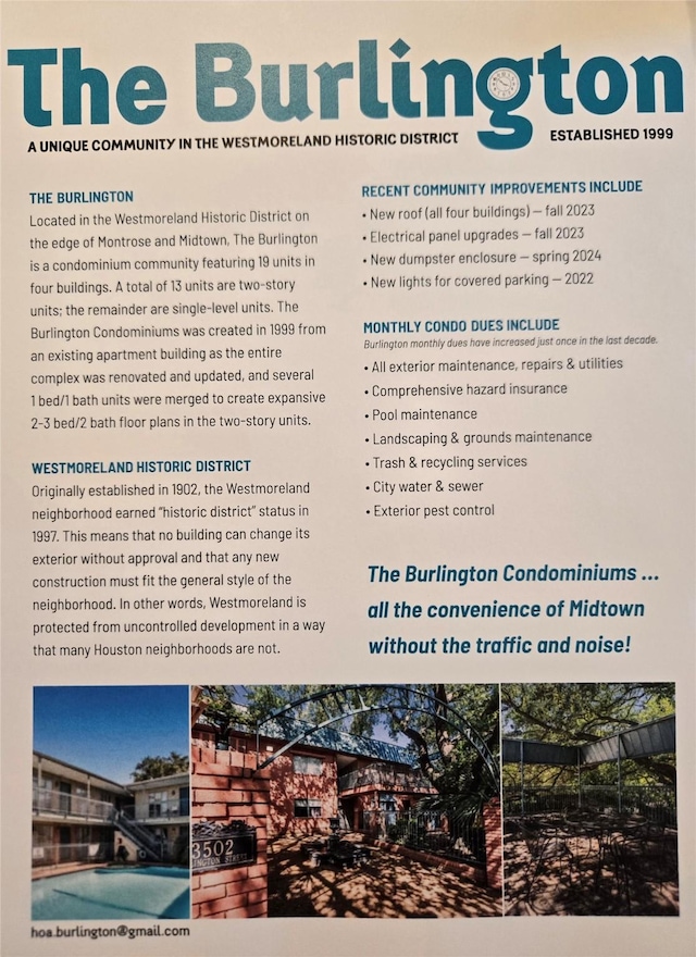3502 Burlington St Unit 1, Houston, TX 77006 - view of marketing collateral with multiple images