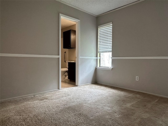 1405 Alma Dr, Austin, TX 78753 - empty room with carpet floors, a textured ceiling, ornamental molding, and baseboards