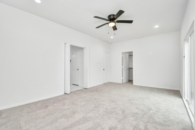 3309 Shelby Cir, Houston, TX 77051 - unfurnished bedroom with light carpet, recessed lighting, baseboards, and ceiling fan