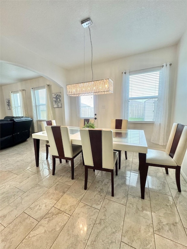 5723 Treasure Cove Rd, Cove, TX 77523 - dining space with plenty of natural light and a textured ceiling