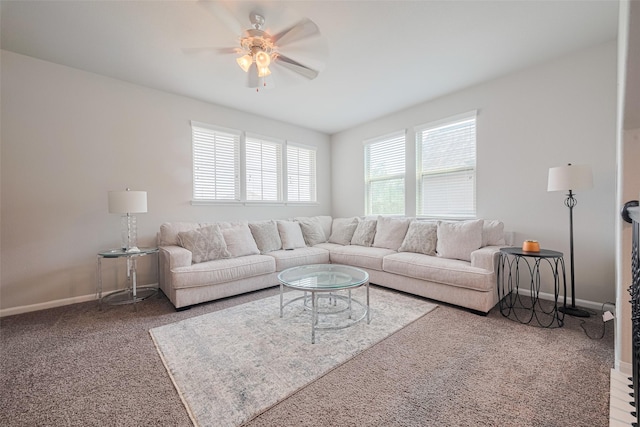 4335 Thornapple Hills Ct, Richmond, TX 77406 - carpeted living area with ceiling fan and baseboards