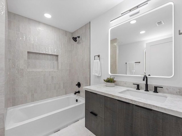 1208 Curtin St, Houston, TX 77018 - full bath with bathtub / shower combination, vanity, and recessed lighting