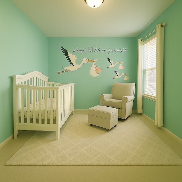 7902 Crystal Moon Dr, Houston, TX 77040 - carpeted bedroom featuring a crib and baseboards