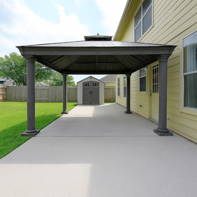 7902 Crystal Moon Dr, Houston, TX 77040 - view of parking / parking lot with a gazebo, a shed, and a carport