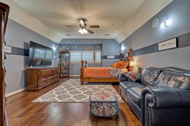 21514 Fairhaven Creek Dr, Cypress, TX 77433 - bedroom with hardwood / wood-style floors, baseboards, and lofted ceiling