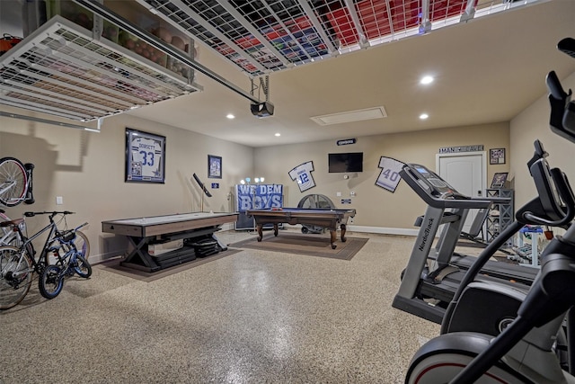 21514 Fairhaven Creek Dr, Cypress, TX 77433 - workout area featuring pool table, recessed lighting, and baseboards