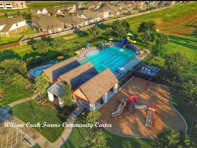 29954 Spring Creek Ln, Brookshire, TX 77423 - aerial perspective of suburban area featuring a pool