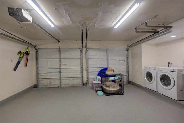 6019 Lawn Ln, Houston, TX 77088 - garage featuring a garage door opener and washer and dryer