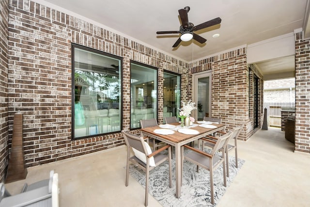 17355 Camillia Trl, Conroe, TX 77302 - view of patio / terrace with ceiling fan and outdoor dining space