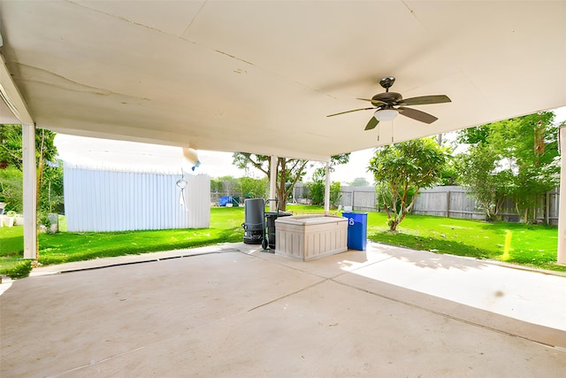 16023 Mission Glen Dr, Houston, TX 77083 - view of patio / terrace with ceiling fan