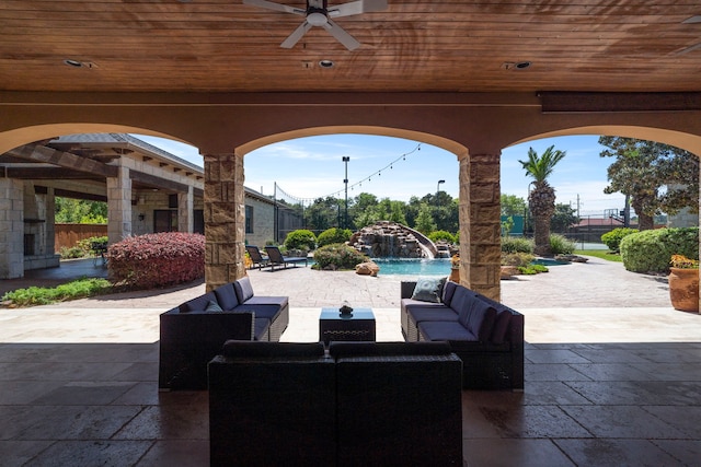 2602 Britton Ridge Dr, Katy, TX 77494 - view of patio featuring an outdoor living space and a ceiling fan