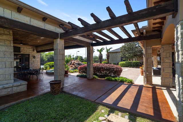2602 Britton Ridge Dr, Katy, TX 77494 - view of patio / terrace featuring a pergola and ceiling fan
