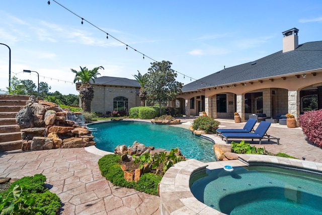2602 Britton Ridge Dr, Katy, TX 77494 - swimming pool featuring a patio area and an in-ground hot tub