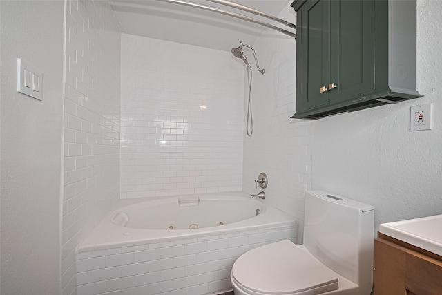 4110 Gramercy St, Houston, TX 77025 - full bathroom featuring toilet, a combined bath / shower with jetted tub, and vanity