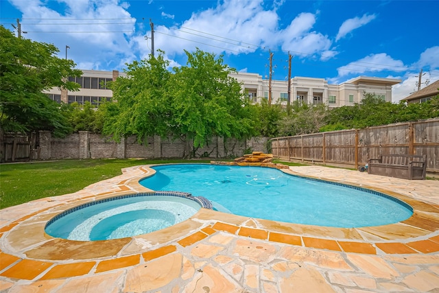 4110 Gramercy St, Houston, TX 77025 - view of pool with a fenced backyard and a pool with connected hot tub