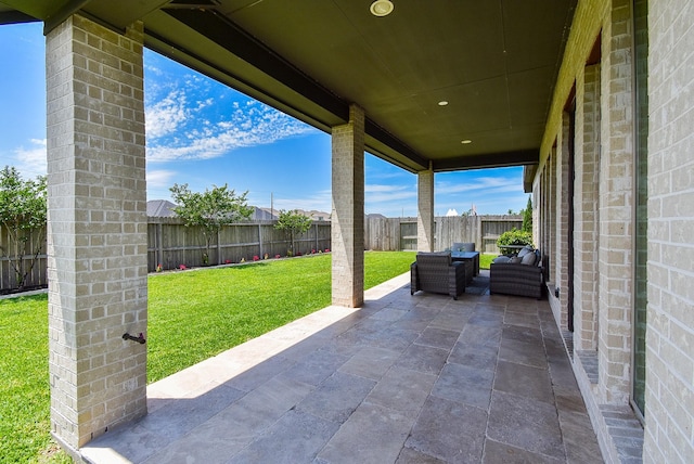 1907 Creekwood Cv, Missouri City, TX 77459 - view of patio featuring an outdoor hangout area