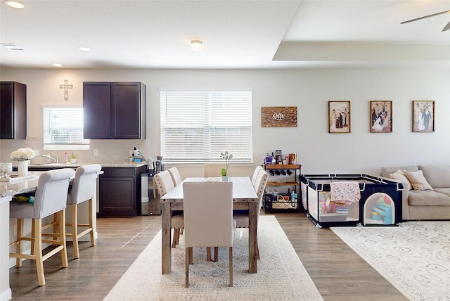 24803 Signorelli Way, Katy, TX 77493 - dining room with recessed lighting, light wood-style floors, and a ceiling fan