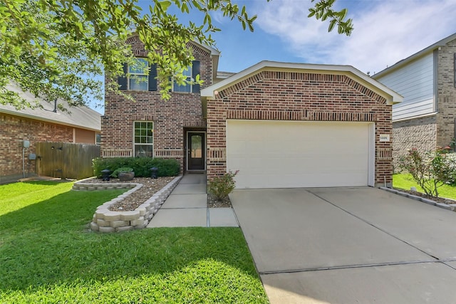 5335 Ivory Glass Dr, Katy, TX 77493 - traditional home with brick siding, a garage, and concrete driveway