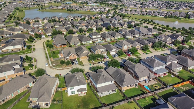 5335 Ivory Glass Dr, Katy, TX 77493 - aerial overview of property's location featuring a nearby body of water and nearby suburban area