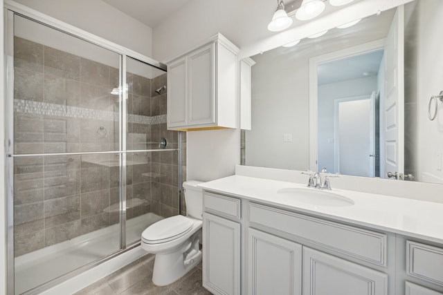 27403 Laurel Bay Ct, Katy, TX 77494 - bathroom featuring toilet, a shower stall, and vanity
