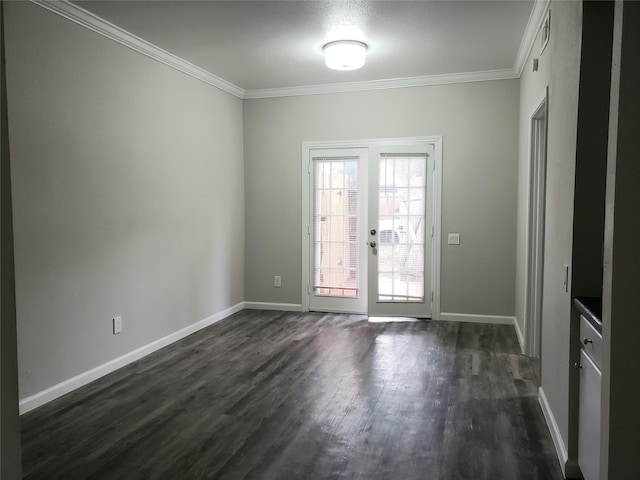 11710 Southlake Dr, Houston, TX 77077 - spare room with dark wood-style flooring, ornamental molding, and baseboards