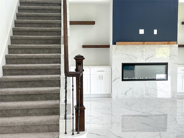 126 Lakeland Cir, Rosharon, TX 77583 - staircase with marble finish flooring