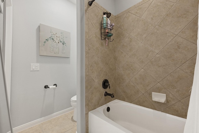 14023 Loramie Creek Ct, Houston, TX 77044 - bathroom with toilet, baseboards, shower / tub combination, and tile patterned floors