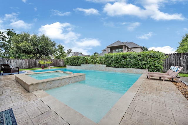 14023 Loramie Creek Ct, Houston, TX 77044 - view of pool with a patio area, a fenced backyard, and a pool with connected hot tub
