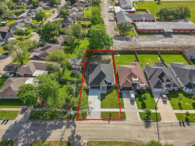 2235 Minnesota St, Houston, TX 77034 - aerial perspective of suburban area with property parcel outlined