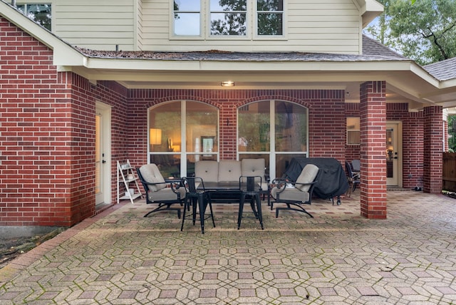 6 Cranberry Bnd, The Woodlands, TX 77381 - view of patio / terrace featuring an outdoor living space